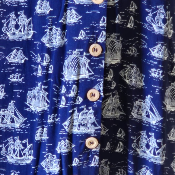 New Joanie v neck midi dress size 10 ship print navy & white - Picture 5 of 14